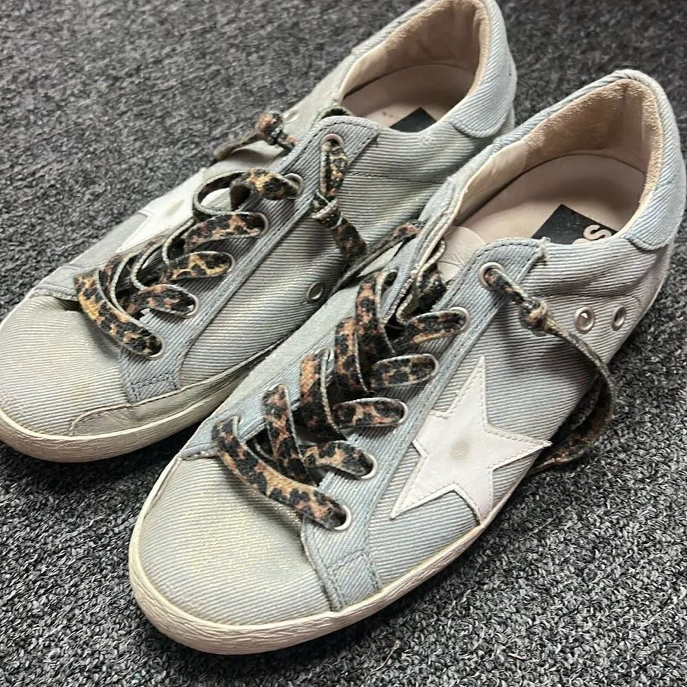 Denim and Leopard Golden Goose LIKE NEW Size 38 Womens Sneakers
